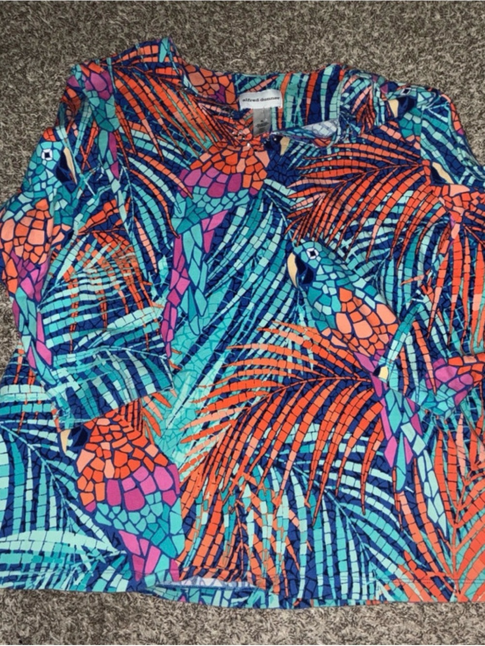 Alfred Dunner XL  Tropical Parrot Print One-Piece - Multicolor